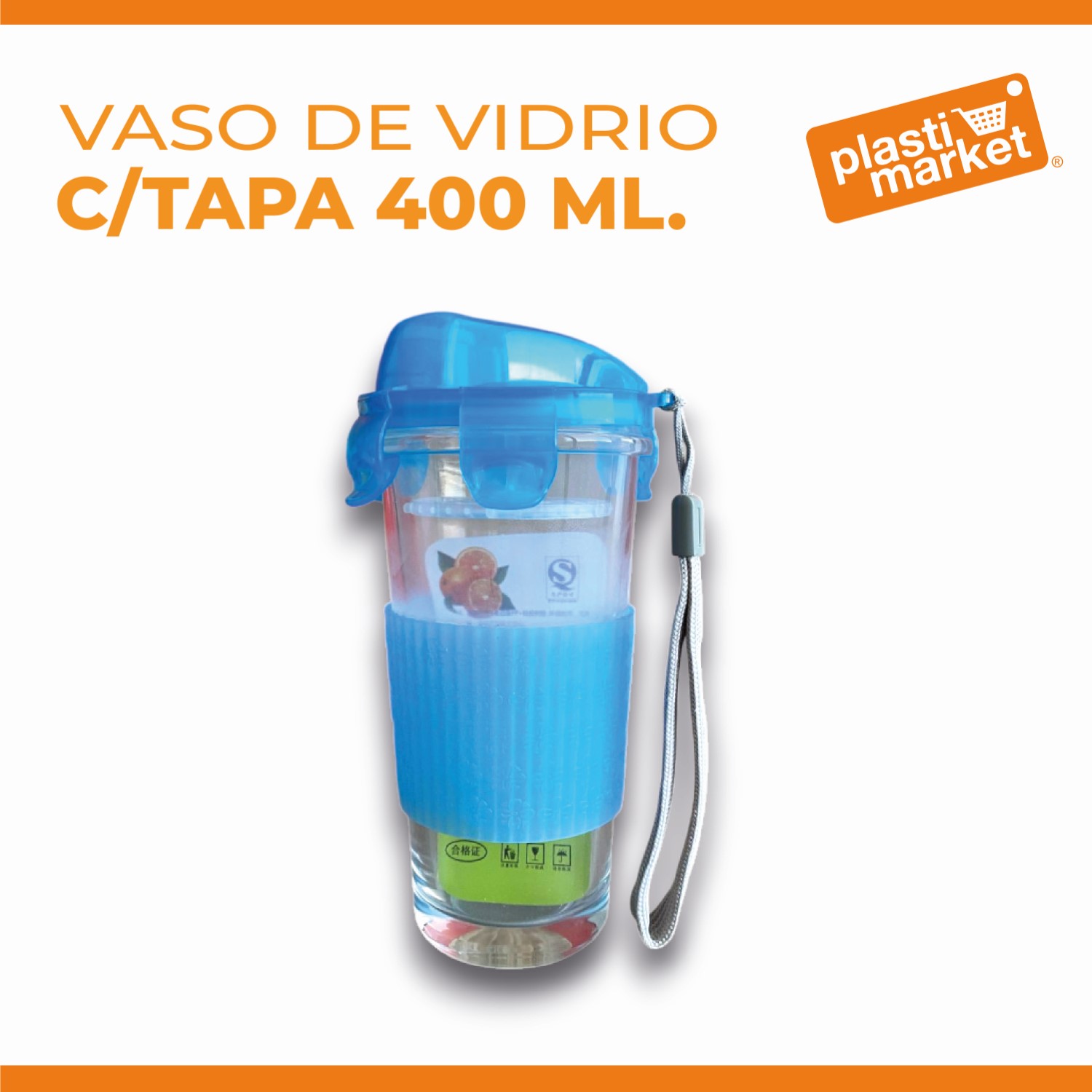 GLW221184 VASO DE VIDRIO C/TAPA 400 ML.