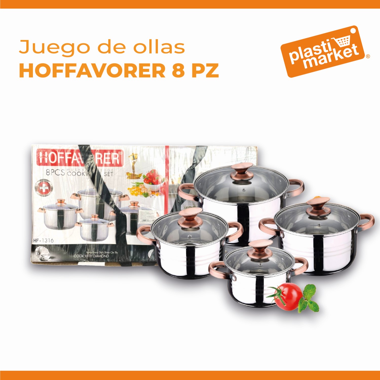 HF-1316 JUEGO DE OLLAS HOFFAVORER 8 PZ. "OFERTA"