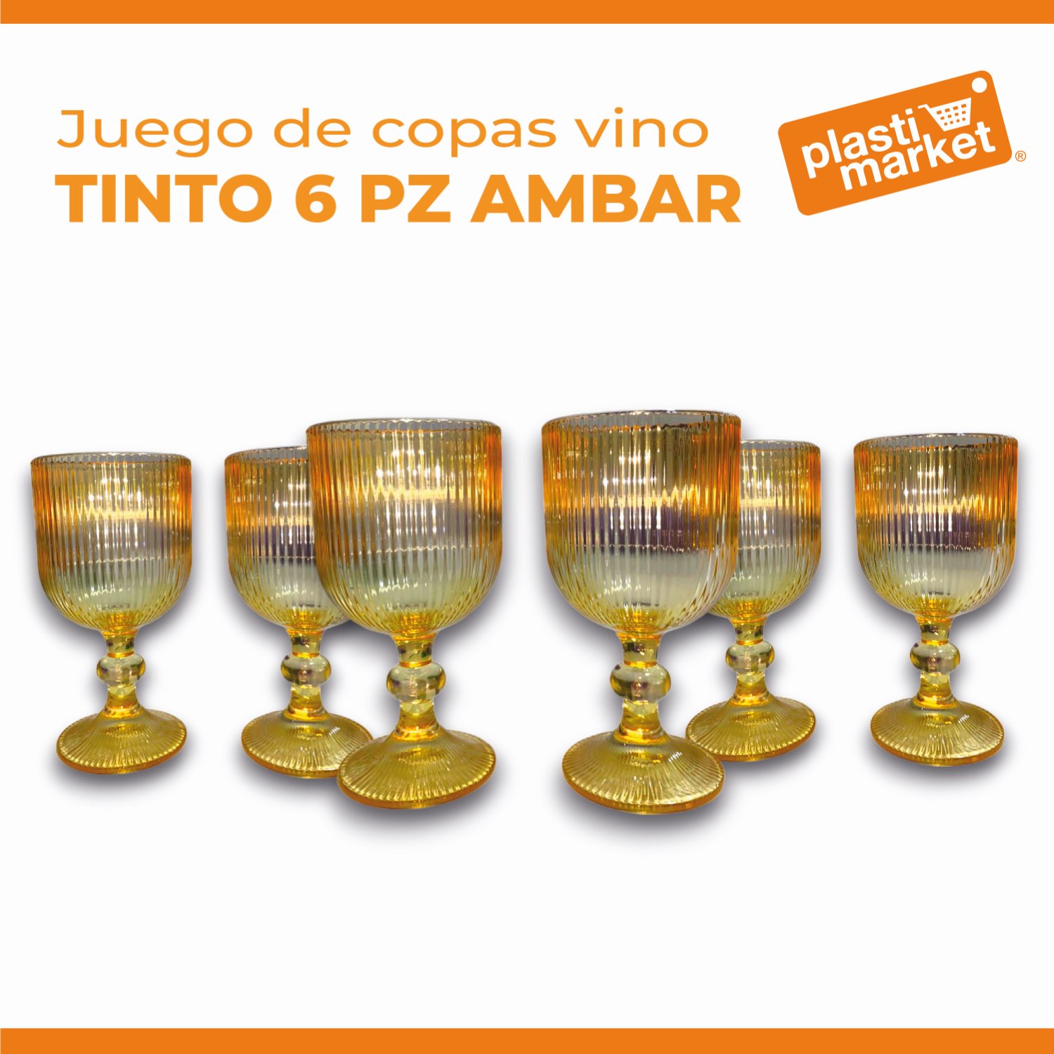 HMY1611-A JUEGO DE COPAS VINO TINTO 6 PZ. AMBAR