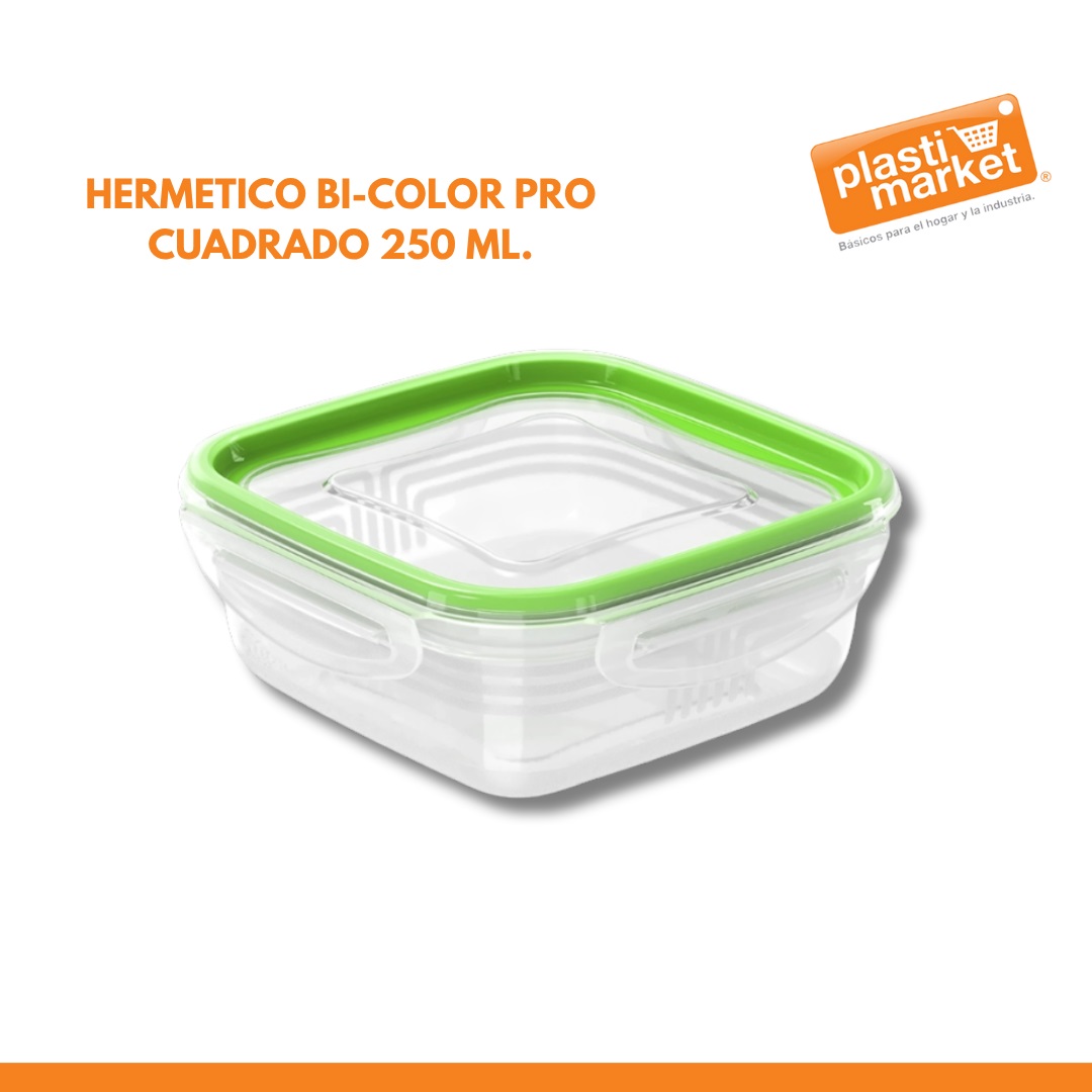 HERMETICO BI-COLOR PRO CUADRADO 250 ML.