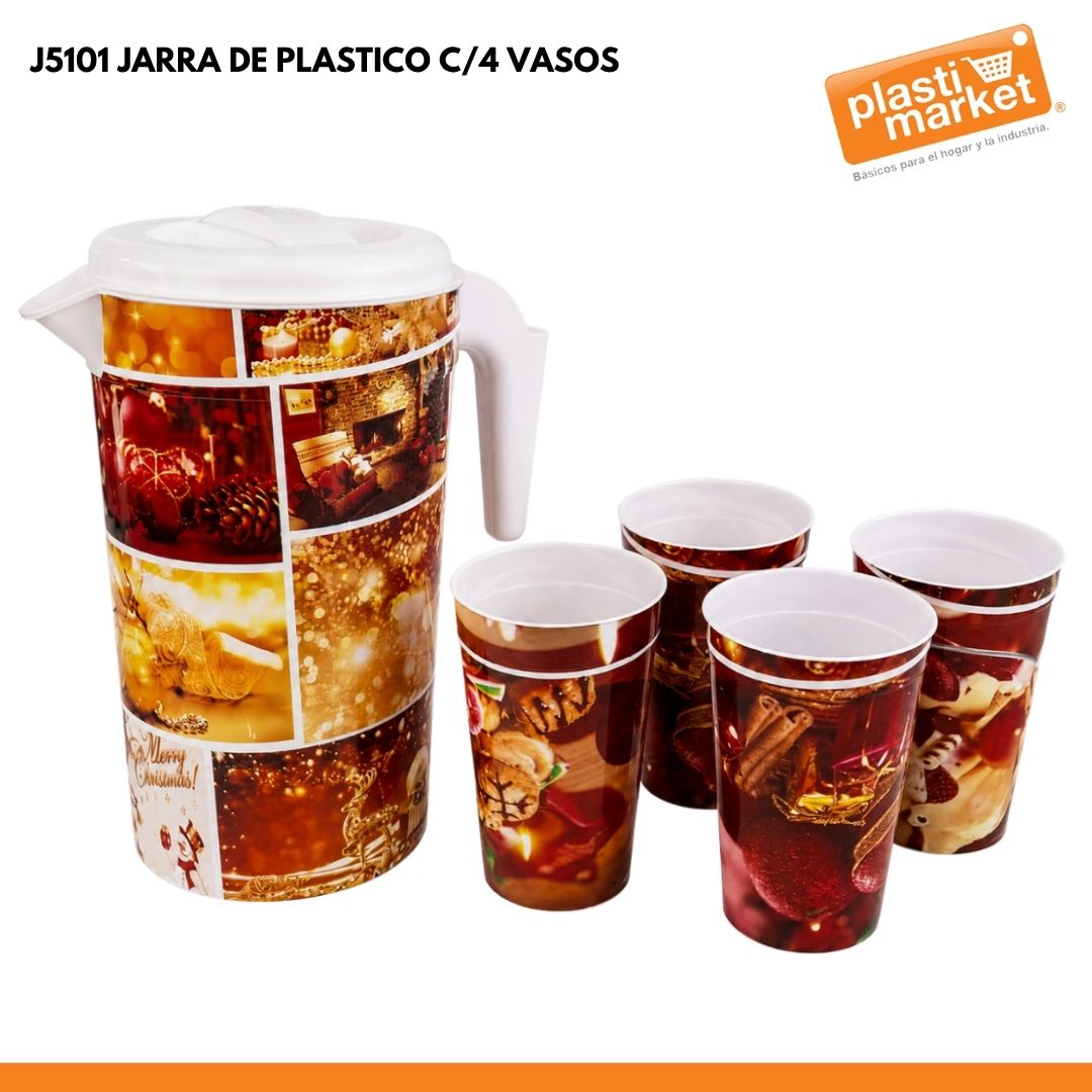 J5101 JARRA DE PLASTICO C/4 VASOS