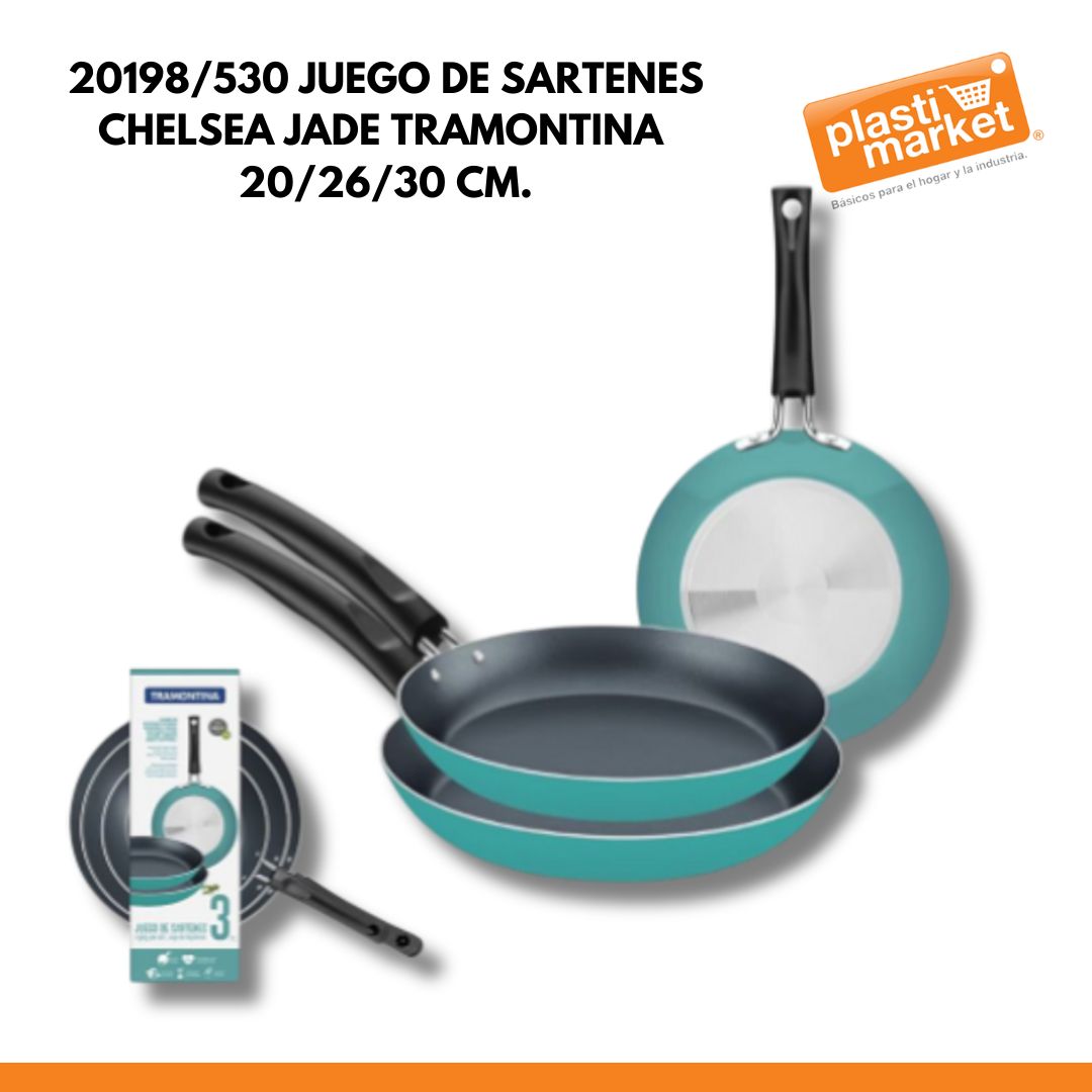 20198/530 JUEGO DE SARTENES CHELSEA JADE TRAMONTINA 20/26/30 CM.