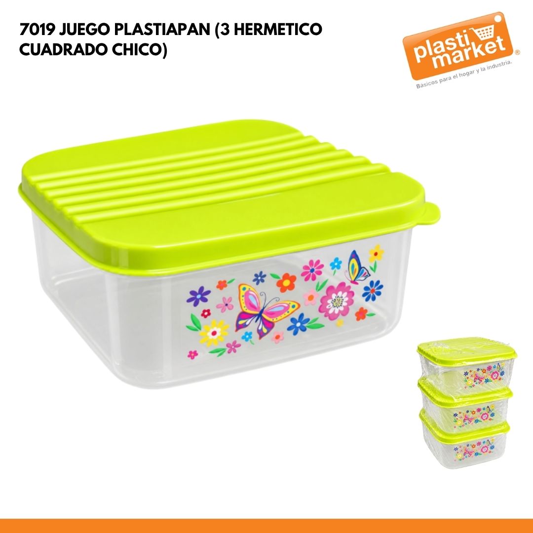 7019 JUEGO PLASTIAPAN (3 HERMETICO CUADRADO CHICO)