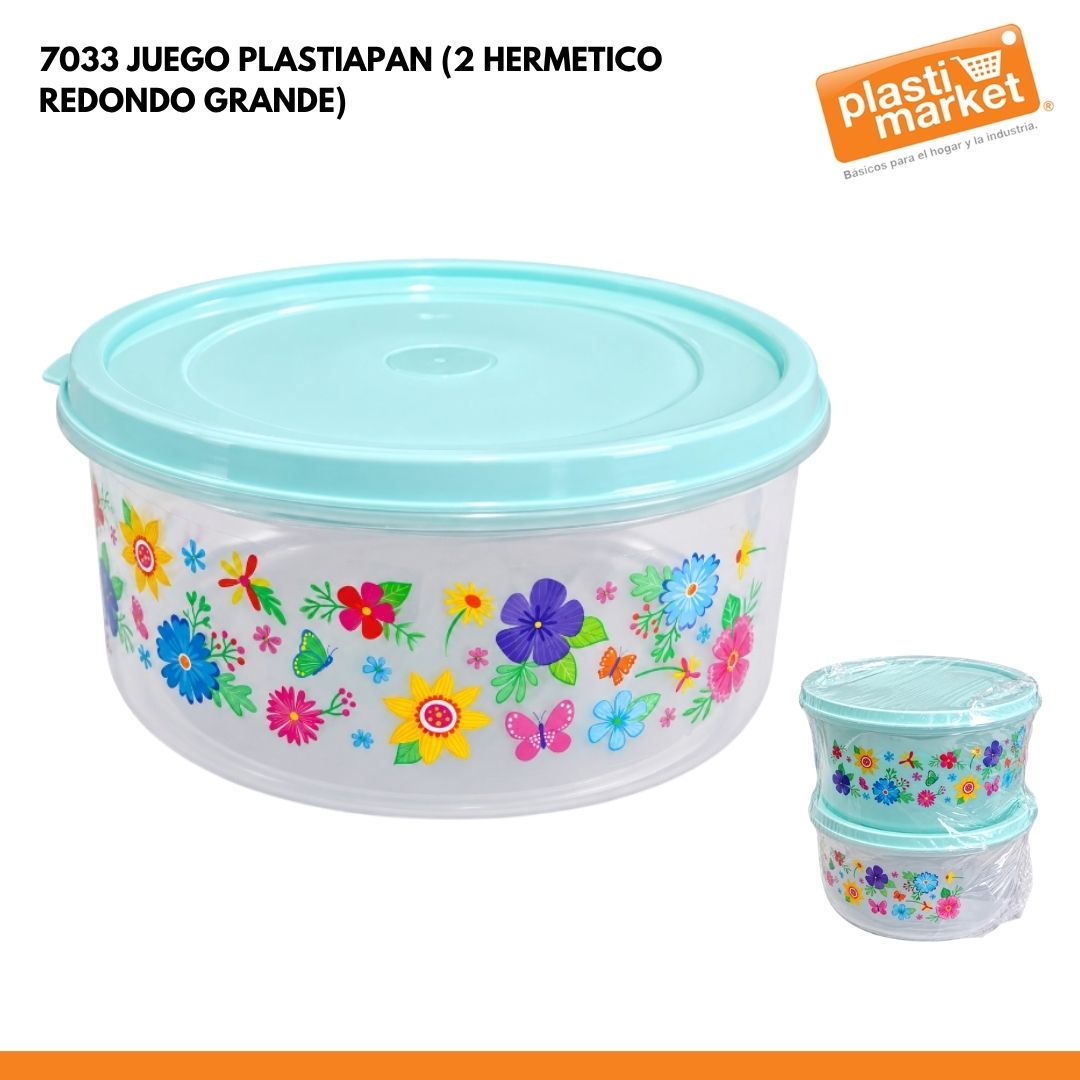 7033 JUEGO PLASTIAPAN (2 HERMETICO REDONDO GRANDE)