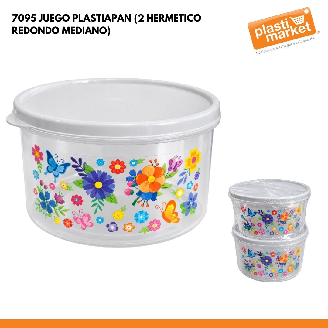 7095 JUEGO PLASTIAPAN (2 HERMETICO REDONDO MEDIANO)