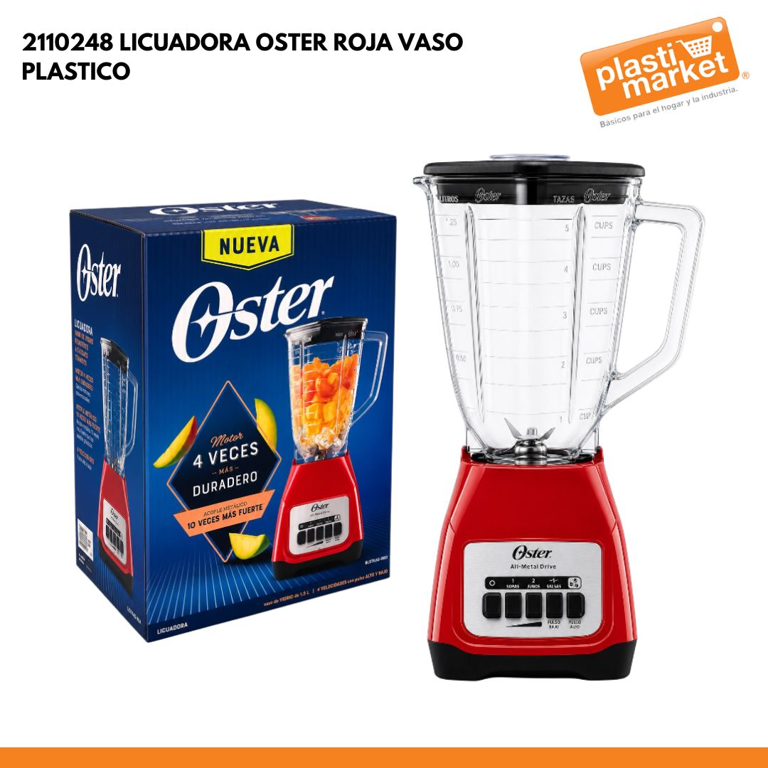 2110248 LICUADORA OSTER ROJA VASO PLASTICO