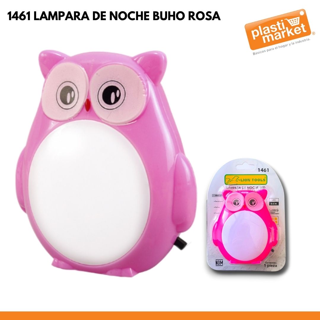 1461 LAMPARA DE NOCHE BUHO ROSA