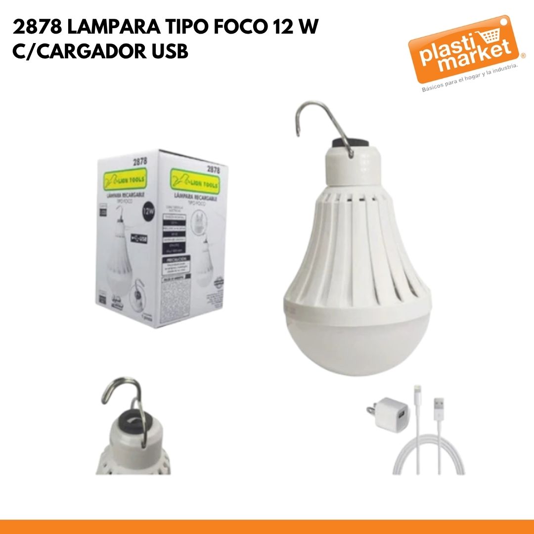 2878 LAMPARA TIPO FOCO 12 W  C/CARGADOR USB