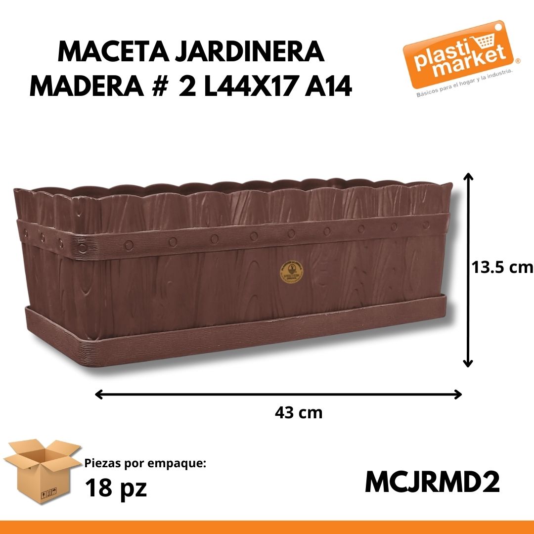 MACETA JARDINERA MADERA  # 2 L44X17 A14