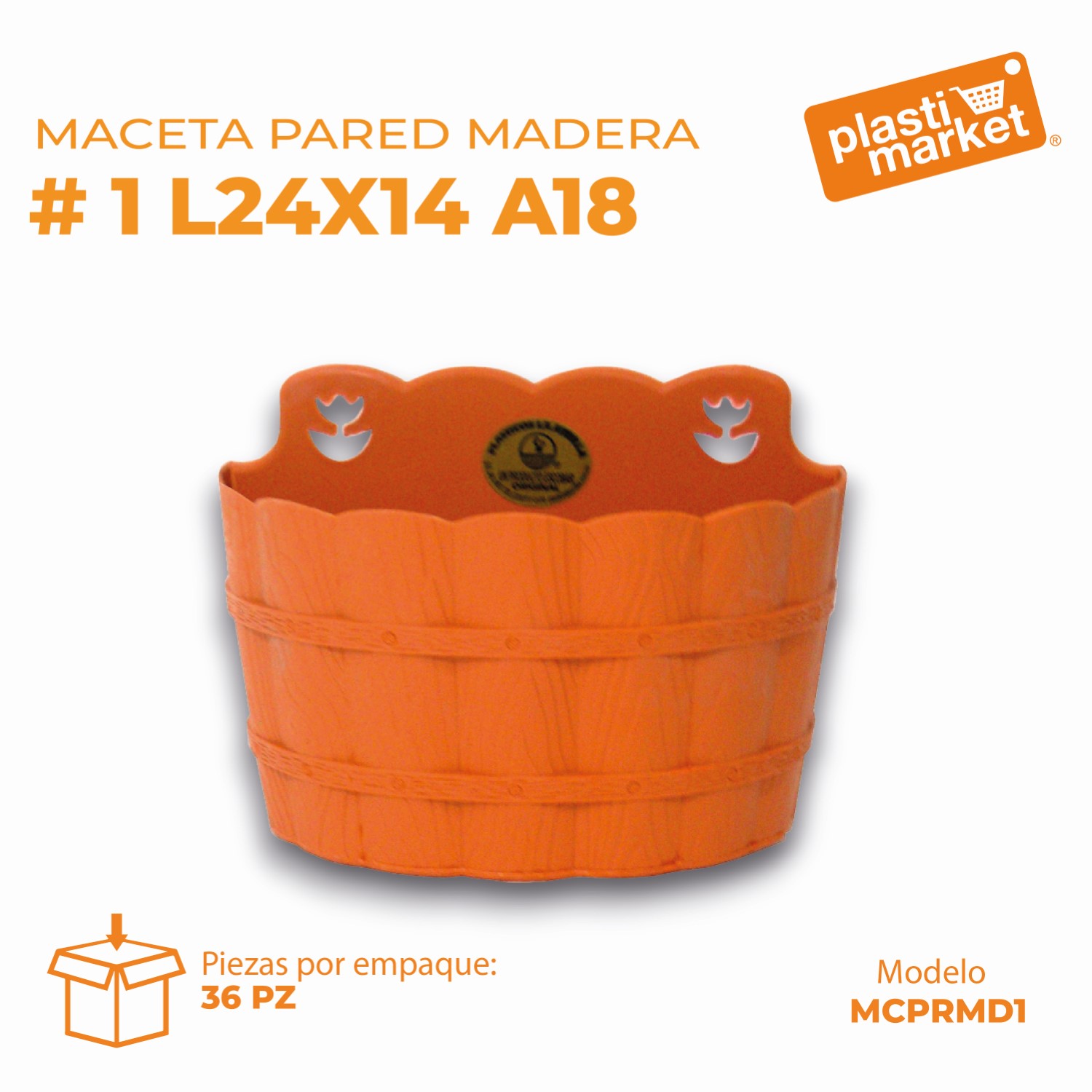 MACETA PARED MADERA # 1 L24X14 A18