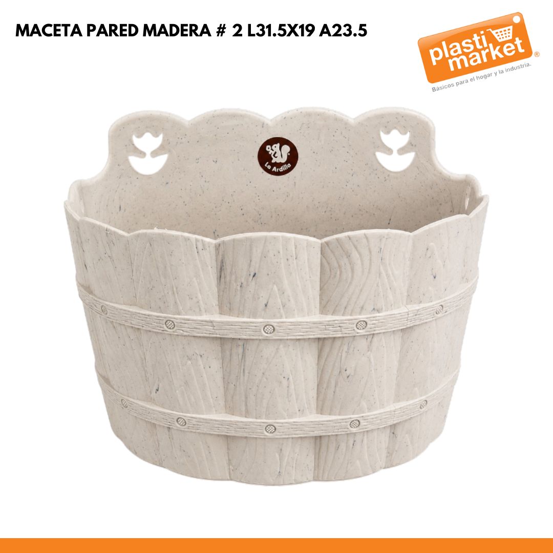 MACETA PARED MADERA # 2 L31.5X19 A23.5