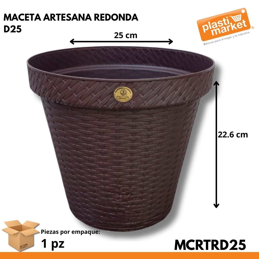 MACETA RATTAN REDONDA D25