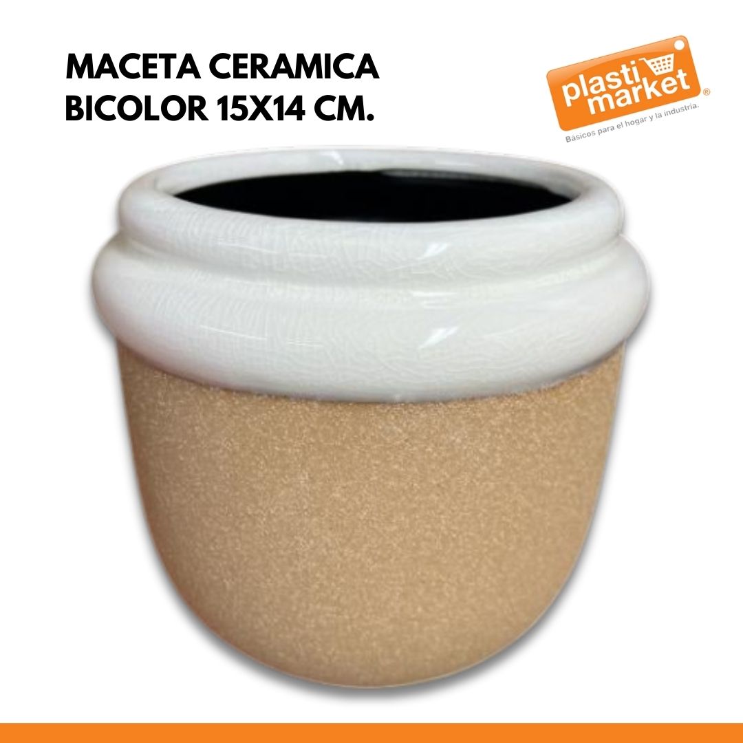MTR244045 MACETA CERAMICA BICOLOR 15X14 CM. "OFERTA"