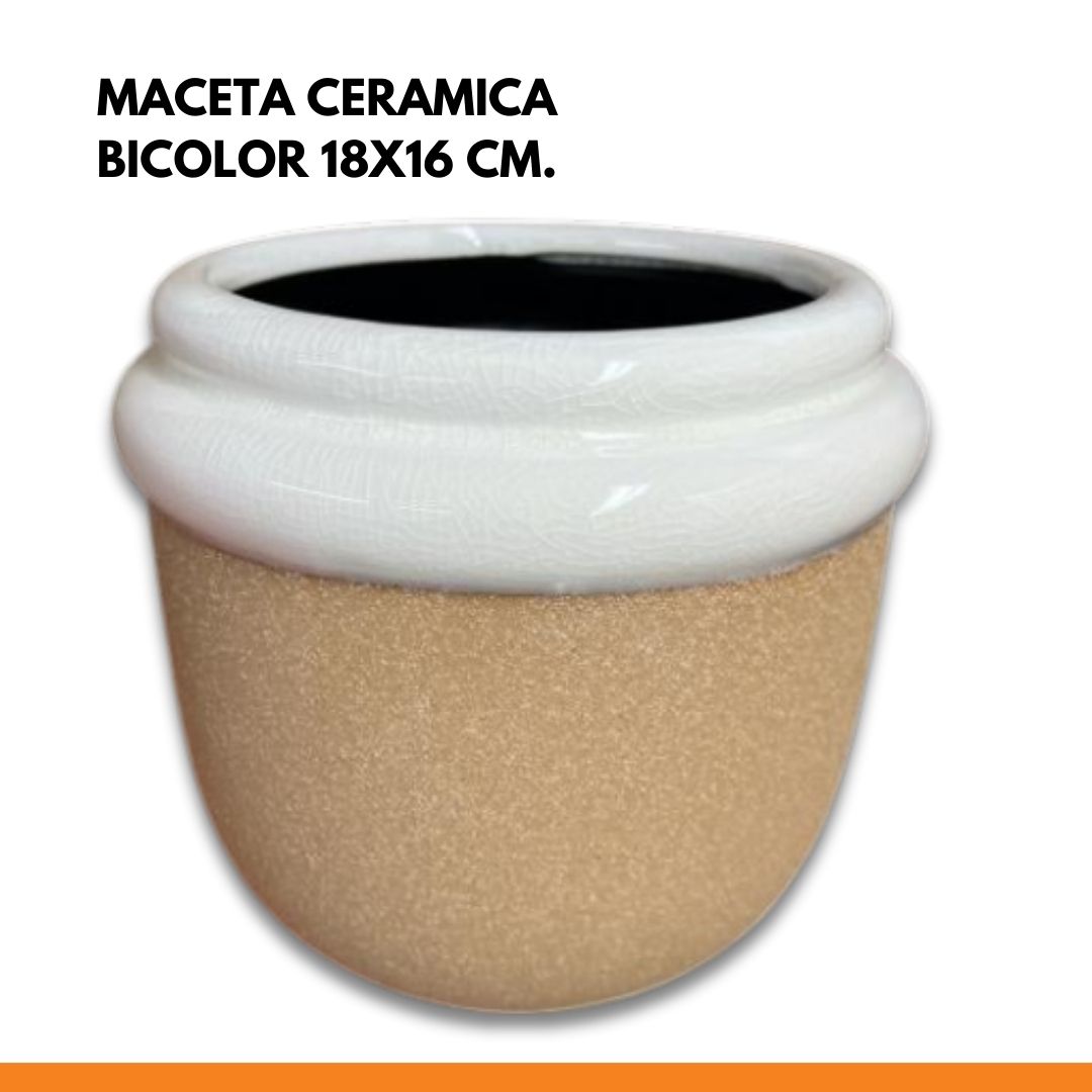 MTR244046 MACETA CERAMICA BICOLOR 18X16 CM. "OFERTA"