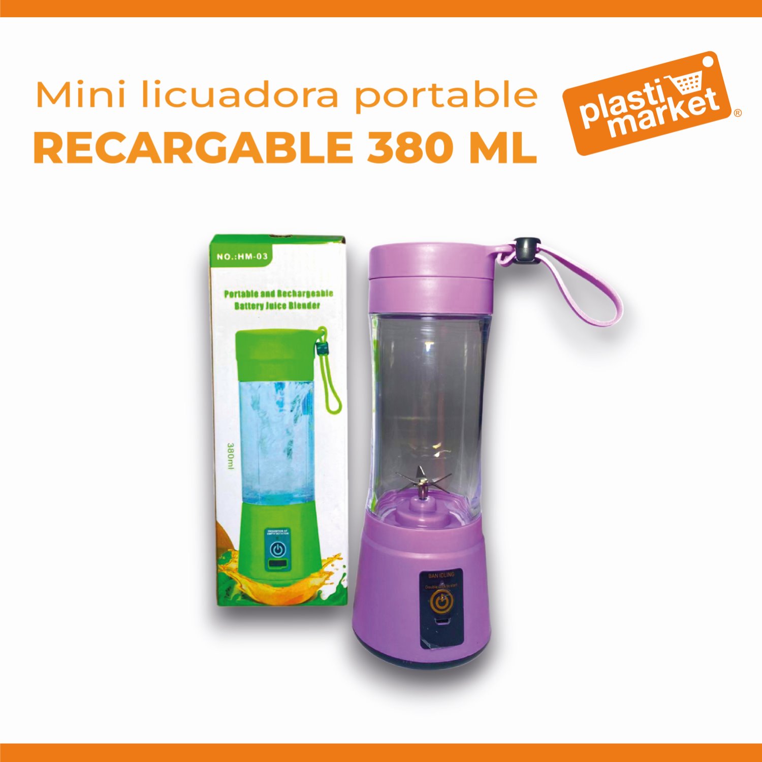 MTR244026 MINI LICUADORA PORTABLE RECARGABLE 380 ML.