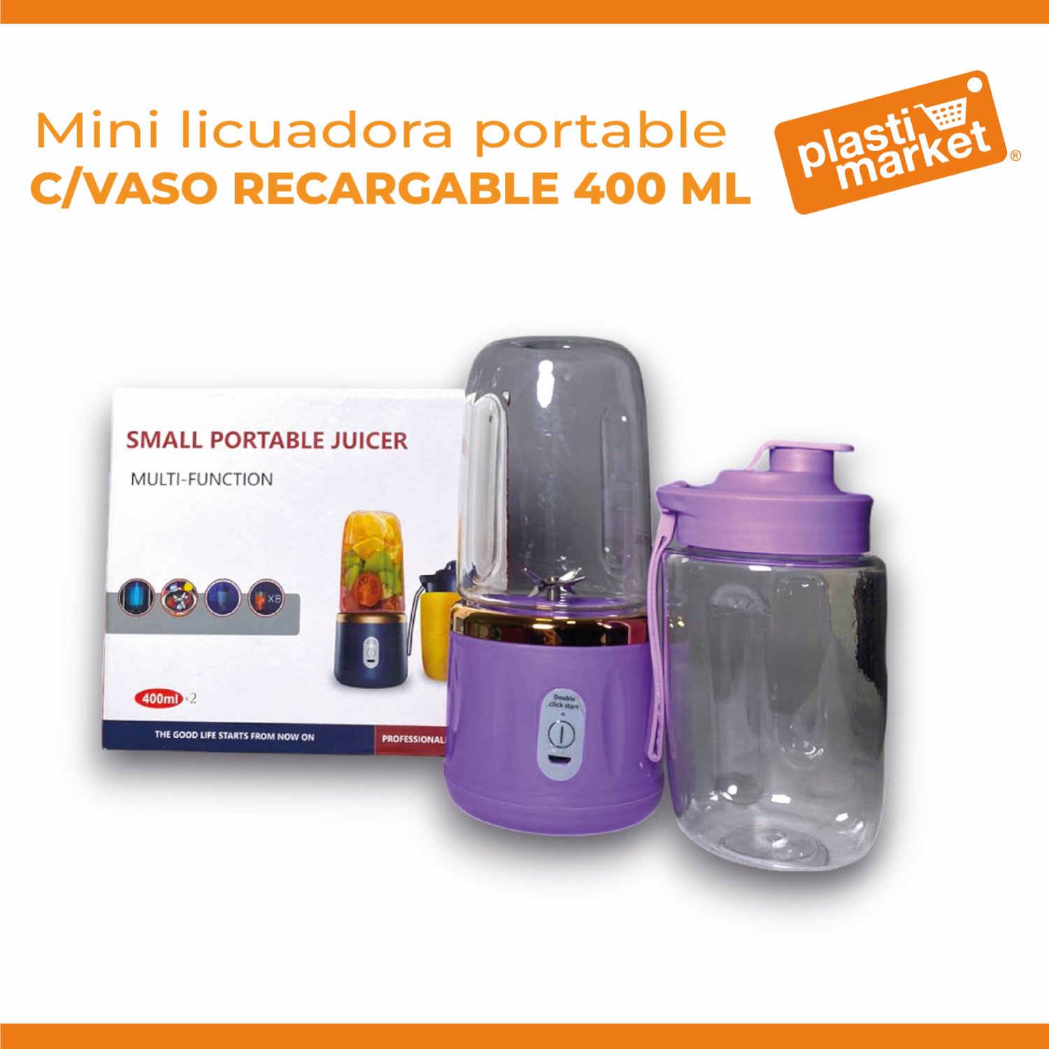 MTR244029 MINI LICUADORA PORTABLE RECARGABLEC/VASO 400 ML.