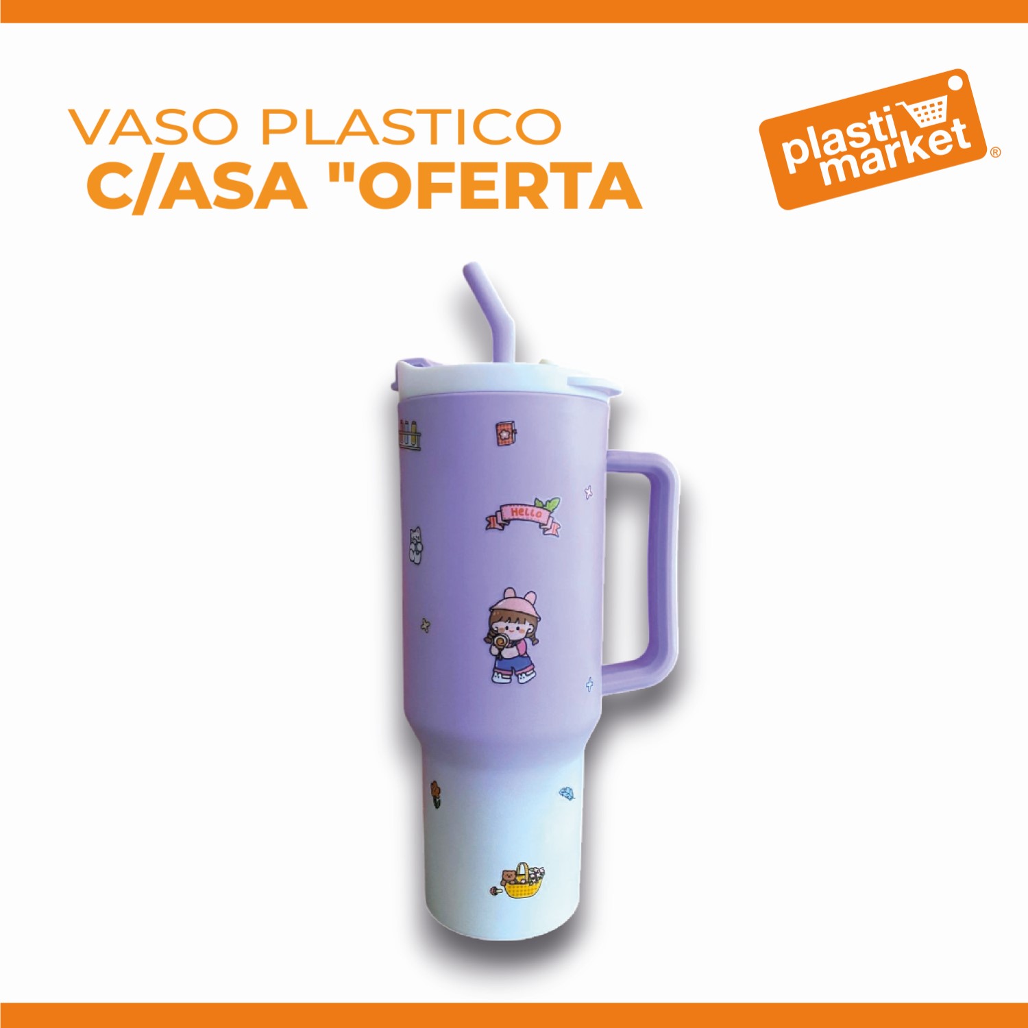MTR244144 VASO PLASTICO C/ASA "OFERTA"