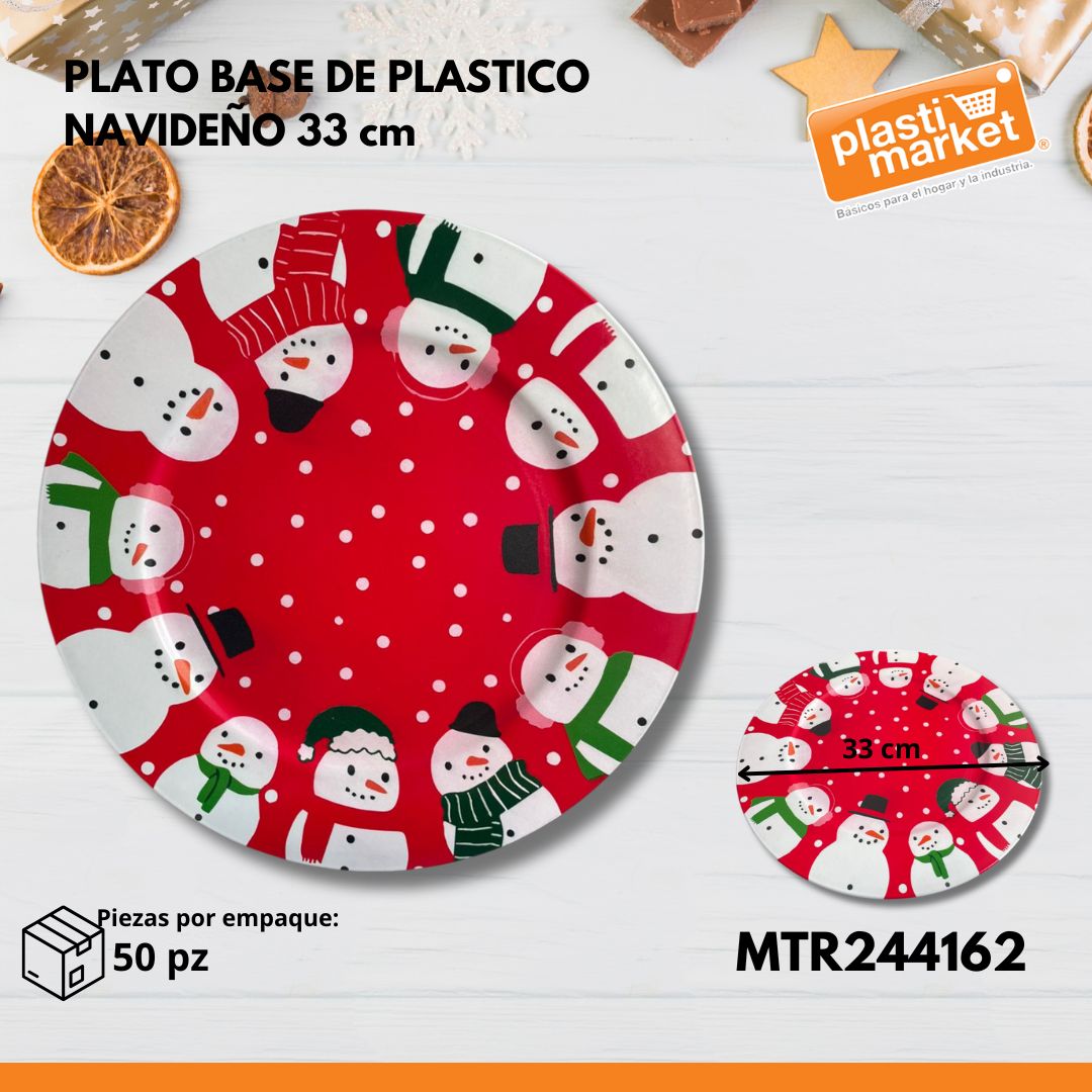 MTR244162 PLATO BASE DE PLASTICO NAVIDEÑO