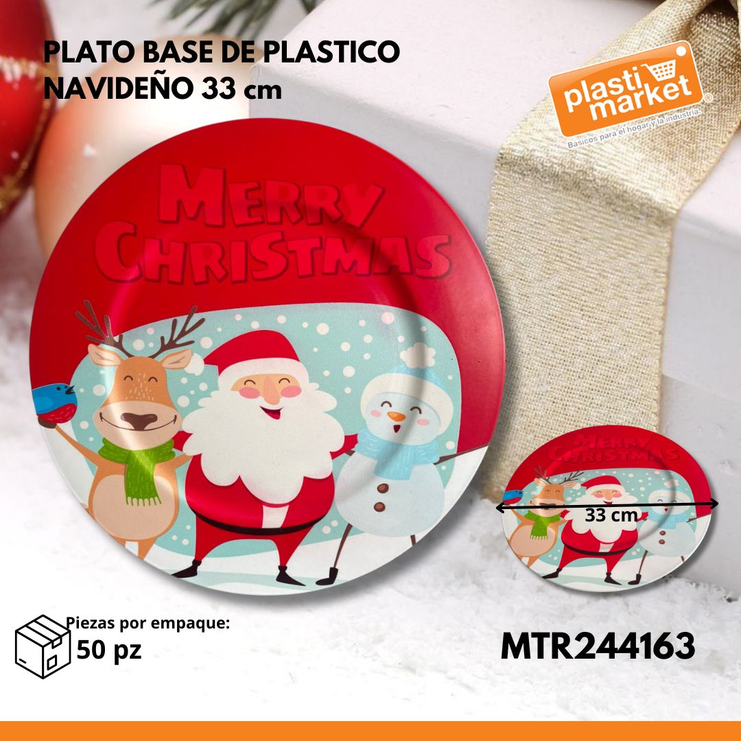MTR244163 PLATO BASE DE PLASTICO NAVIDEÑO
