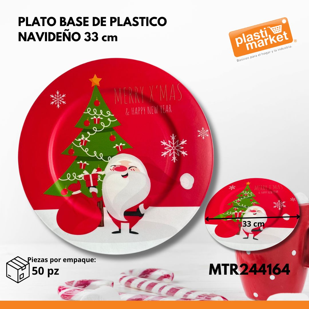 MTR244164 PLATO BASE DE PLASTICO NAVIDEÑO