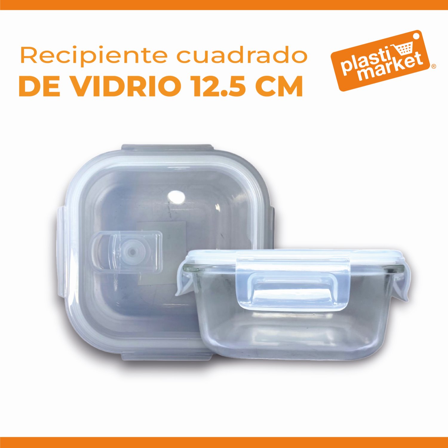 MTR244196 RECIPIENTE CUADRADO DE VIDRIO 12.5 CM.
