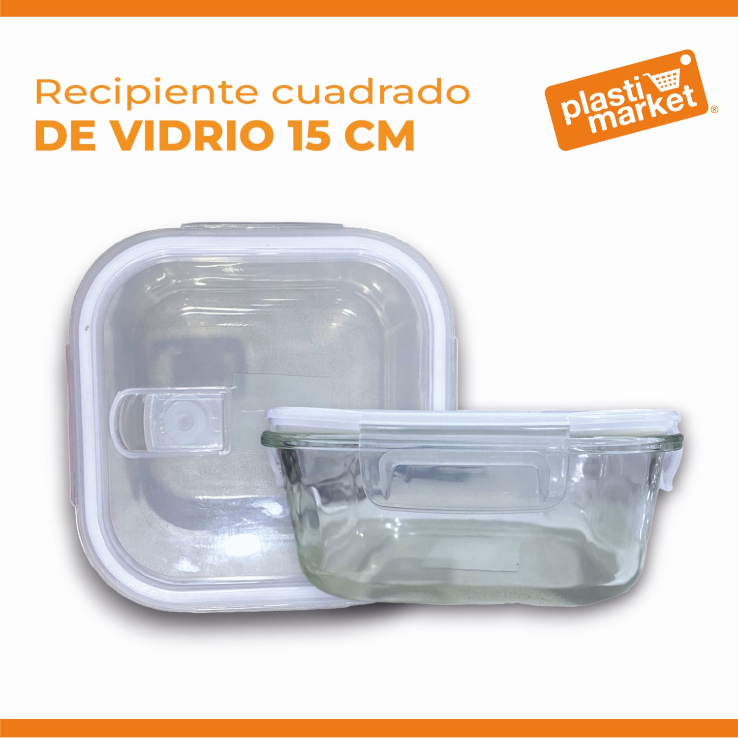 MTR244197 RECIPIENTE CUADRADO DE VIDRIO 15 CM.