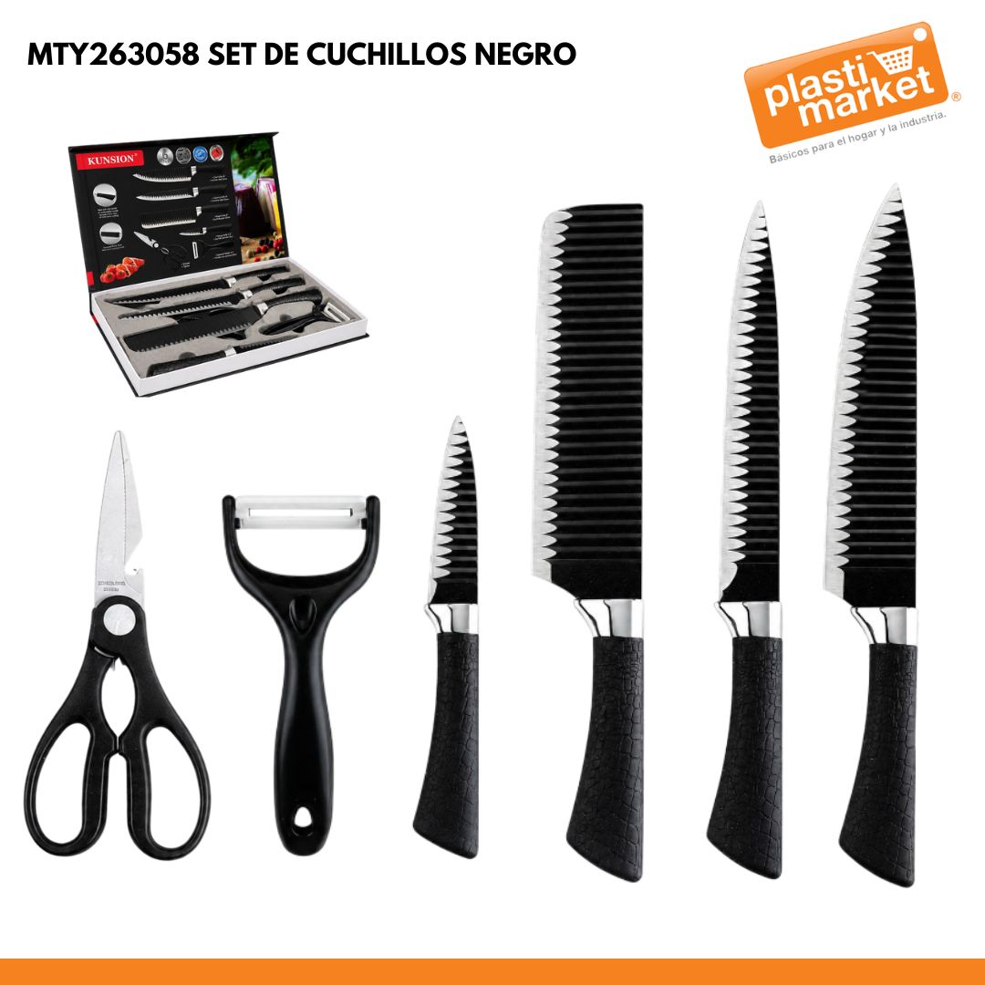 MTY263058 SET DE CUCHILLOS NEGRO