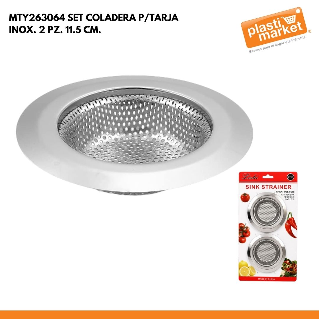 MTY263064 SET COLADERA P/TARJA INOX. 2 PZ. 11.5 CM.