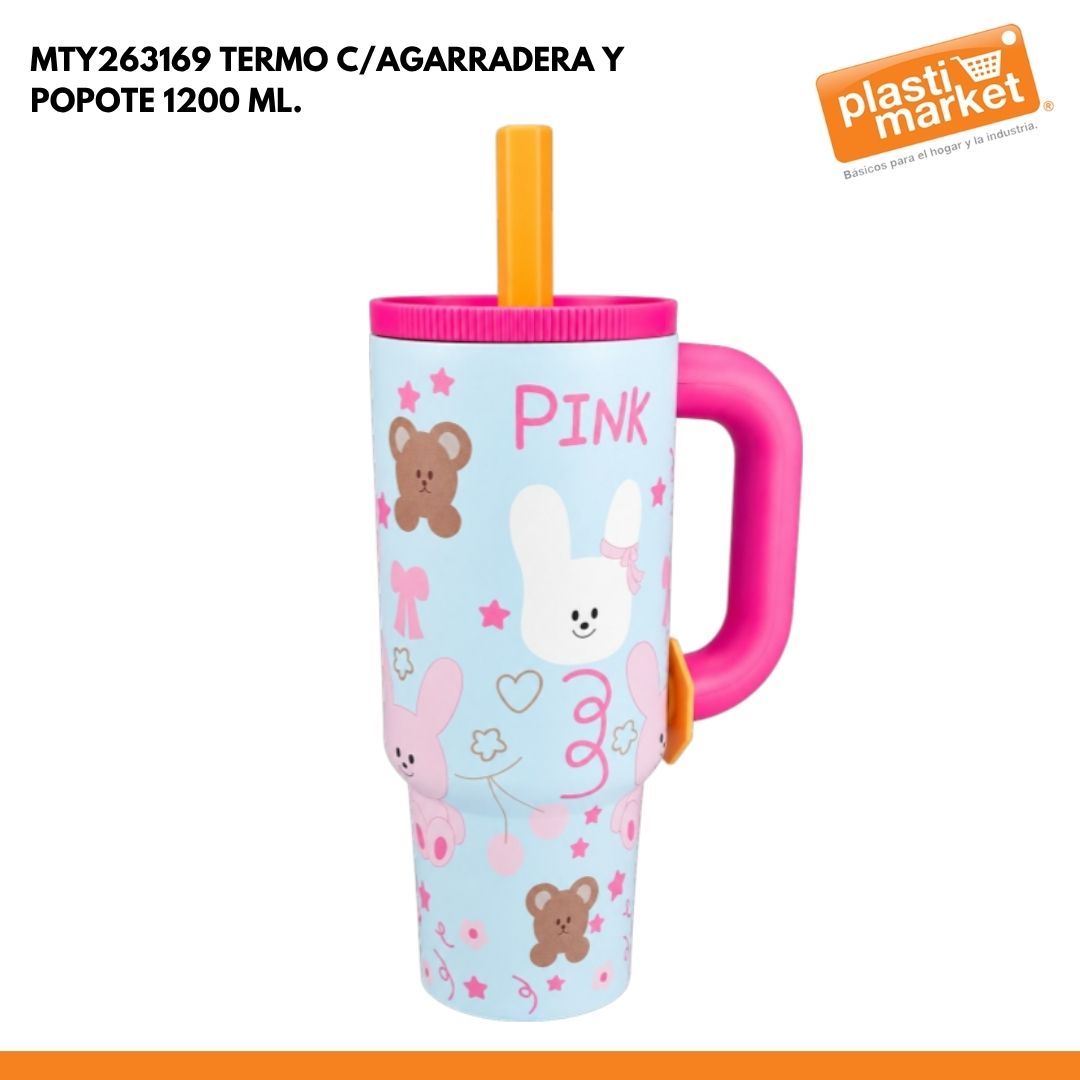MTY263169 TERMO C/AGARRADERA Y POPOTE 1200 ML.