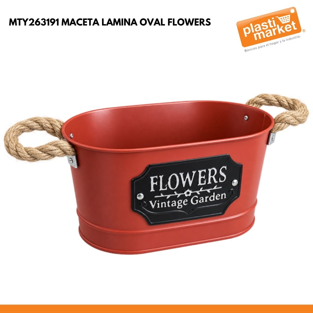 MTY263191 MACETA LAMINA OVAL  FLOWERS