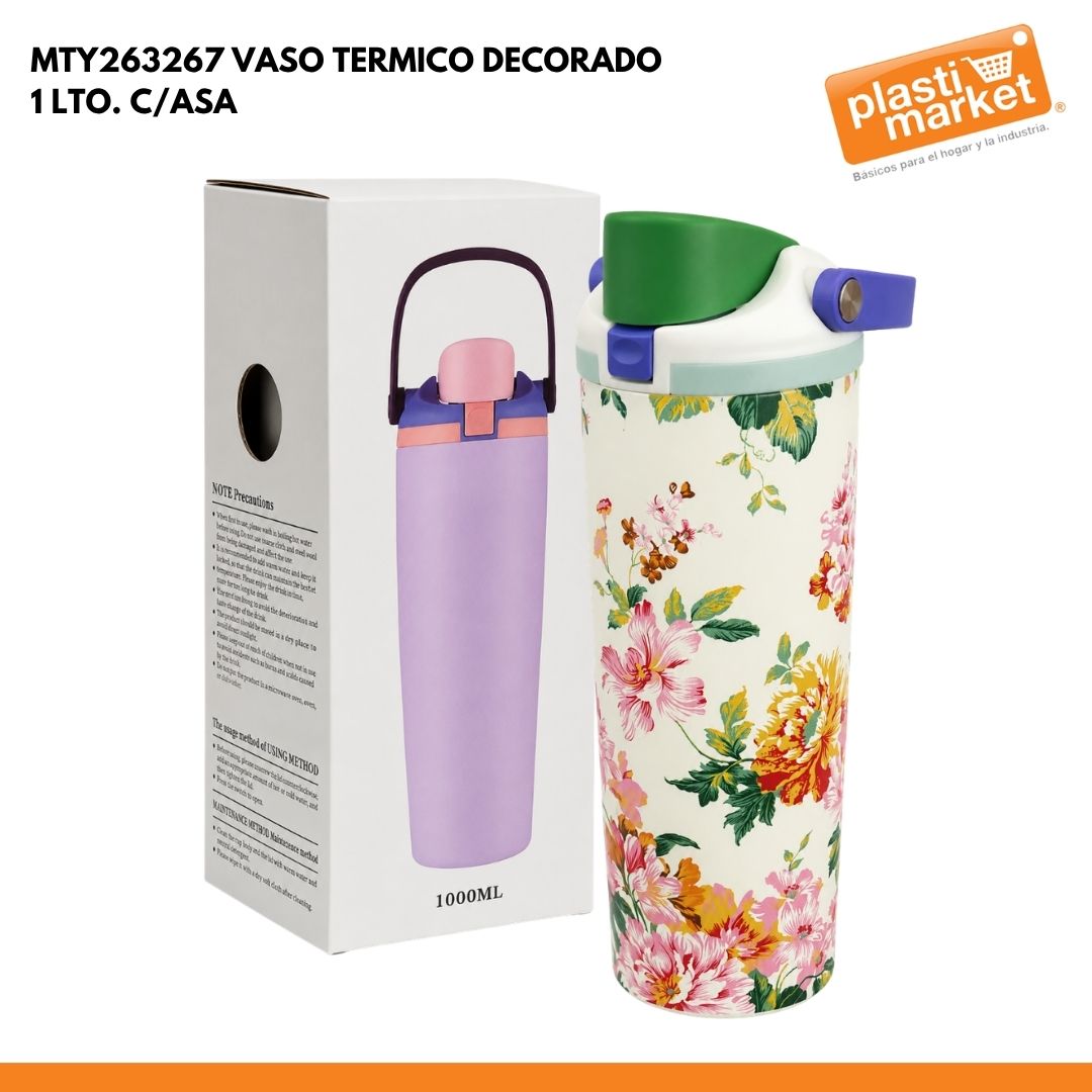MTY263267 VASO TERMICO DECORADO 1 LTO. C/ASA