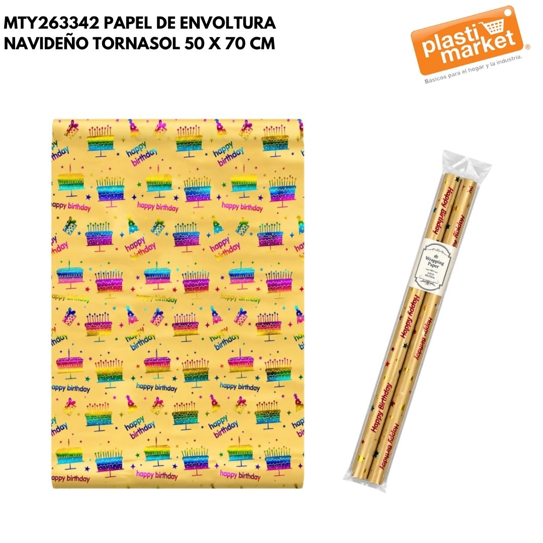 MTY263342 PAPEL DE ENVOLTURA NAVIDEÑO TORNASOL 50 X 70 CM