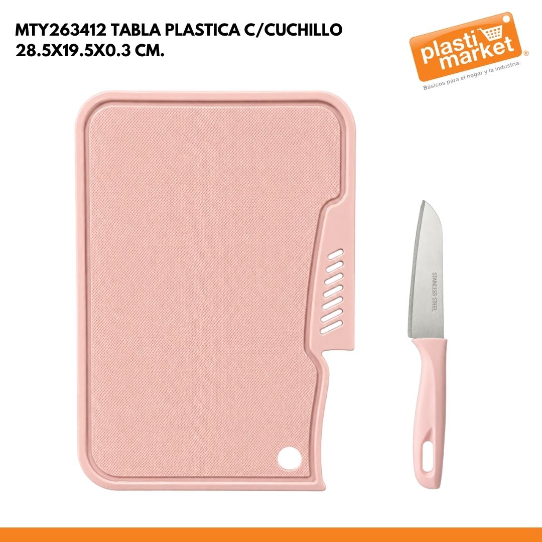 MTY263412 TABLA PLASTICA C/CUCHILLO 28.5X19.5X0.3 CM.