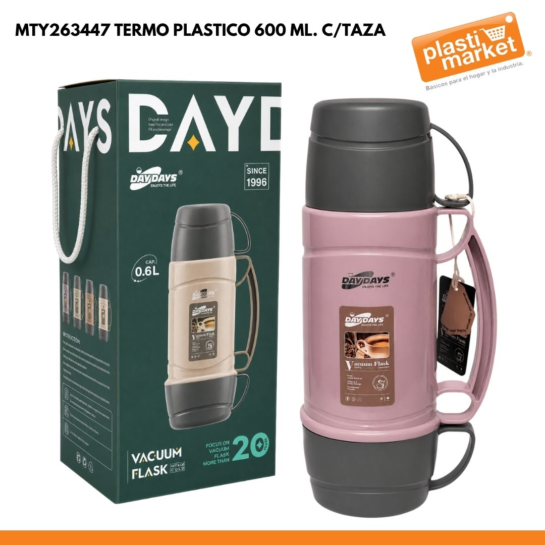 MTY263447 TERMO PLASTICO 600 ML. C/TAZA