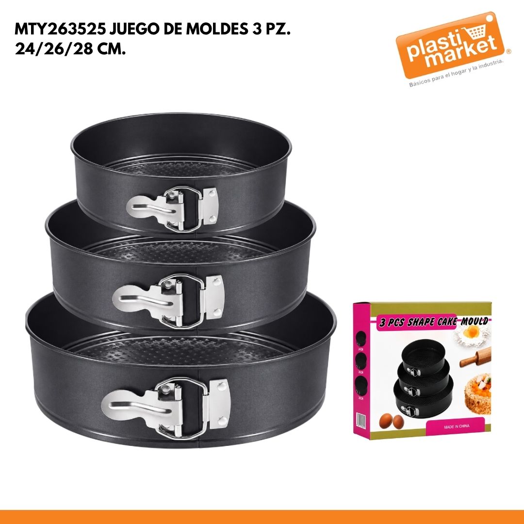 MTY263525 JUEGO DE MOLDES 3 PZ. 24/26/28 CM.