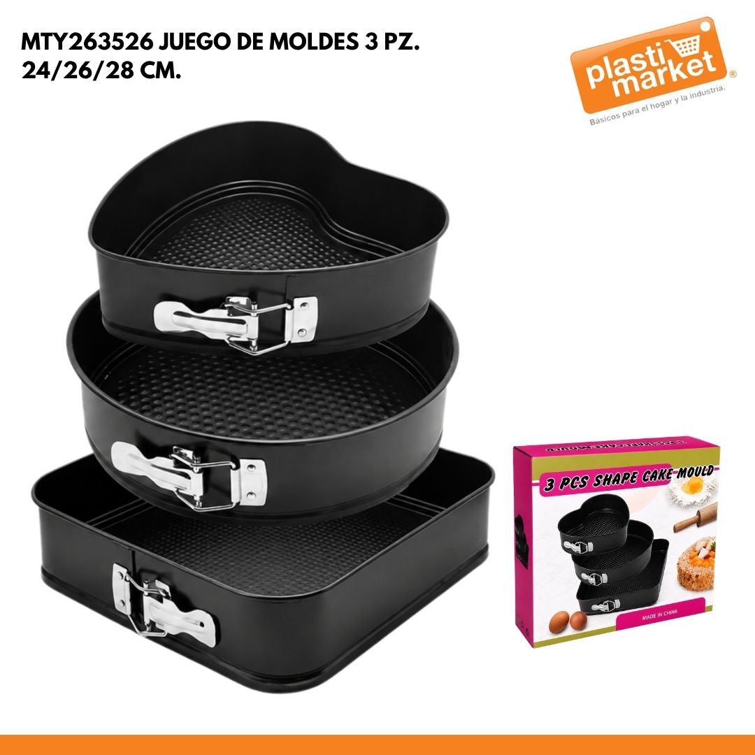 MTY263526 JUEGO DE MOLDES 3 PZ. 24/26/28 CM.