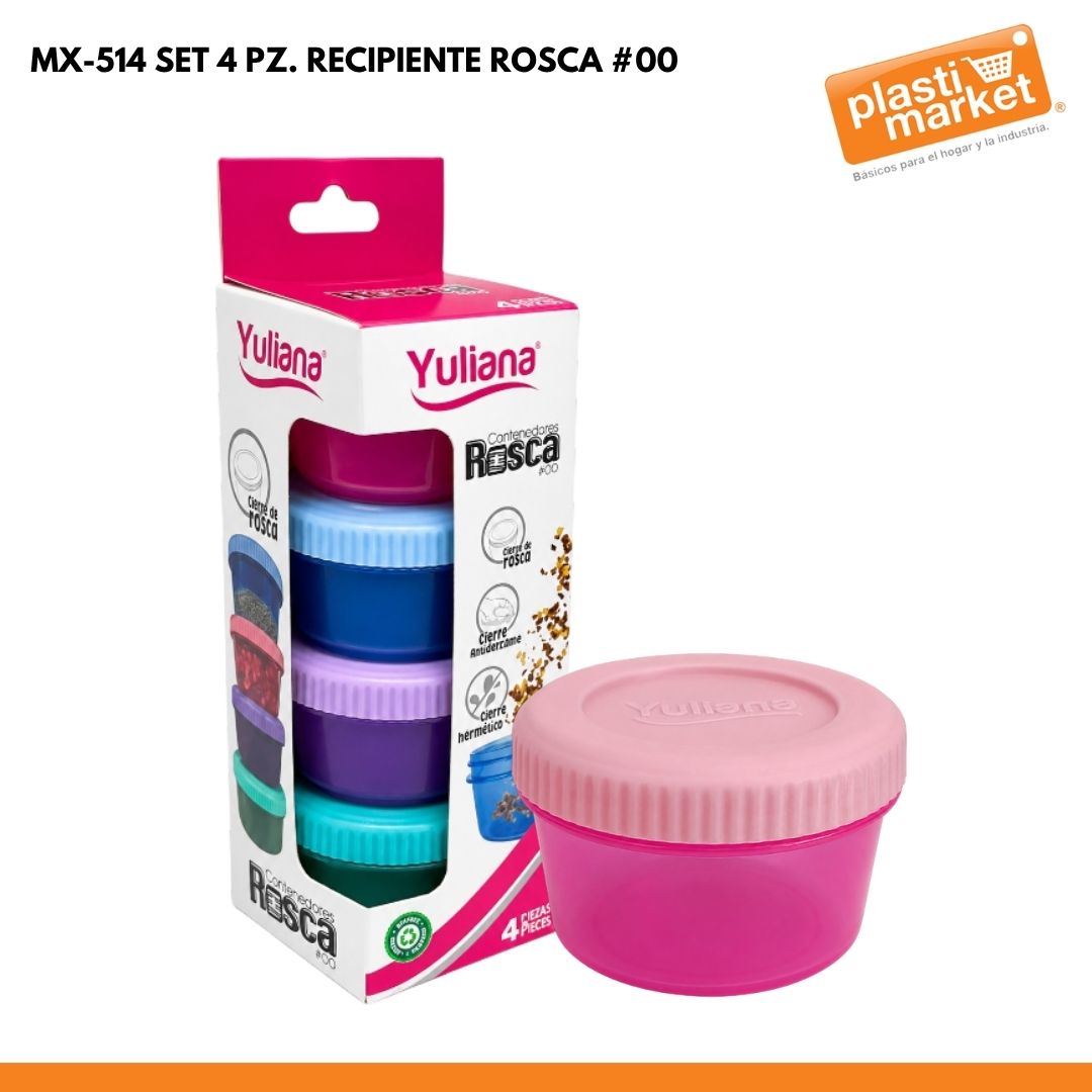 MX-514 SET 4 PZ. RECIPIENTE ROSCA #00