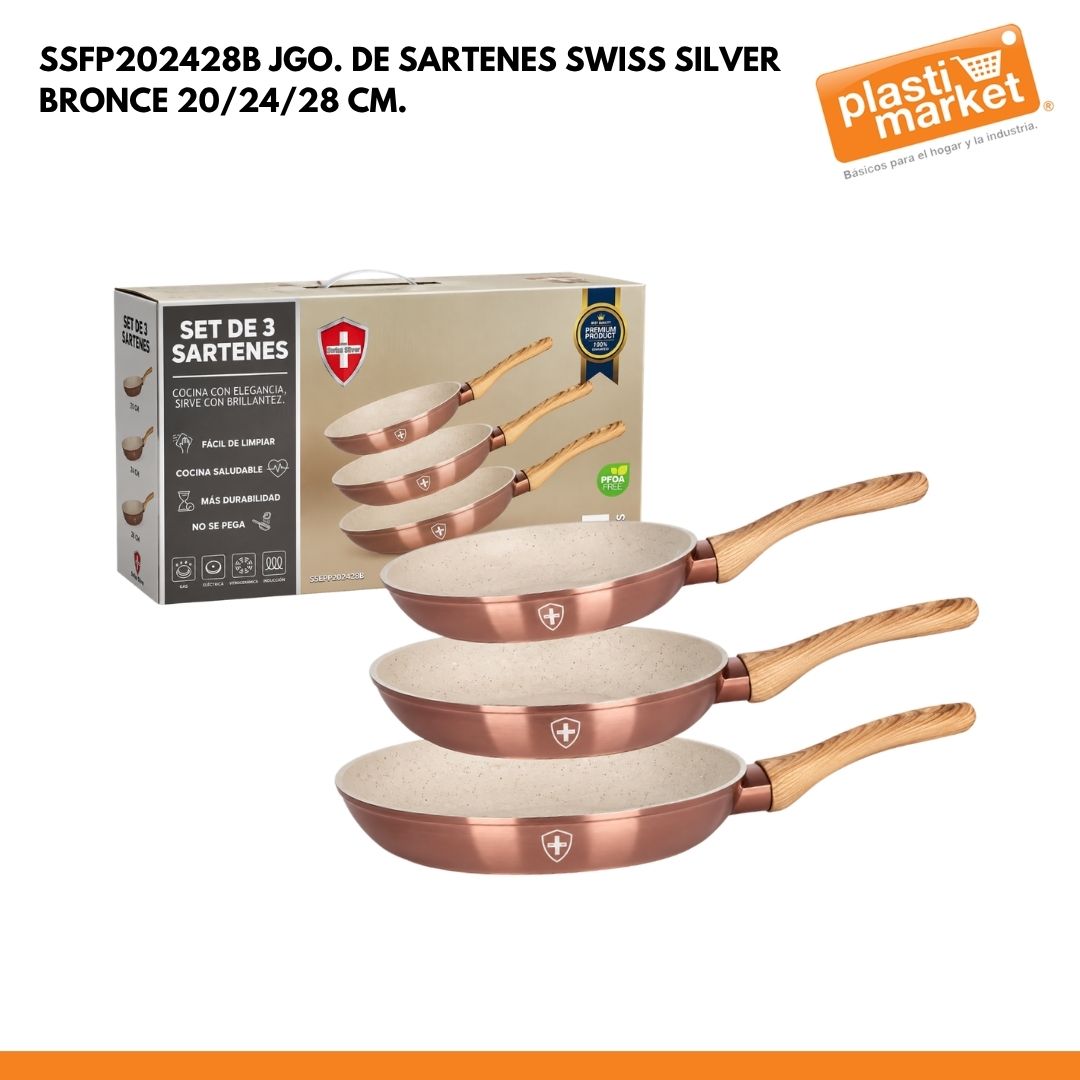 SSFP202428B JGO. DE SARTENES SWISS SILVER BRONCE 20/24/28 CM.