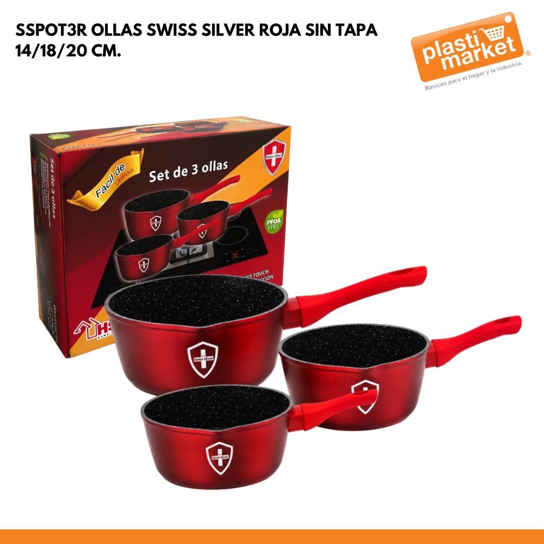 SSPOT3R OLLAS SWISS SILVER ROJA SIN TAPA 14/18/20 CM.