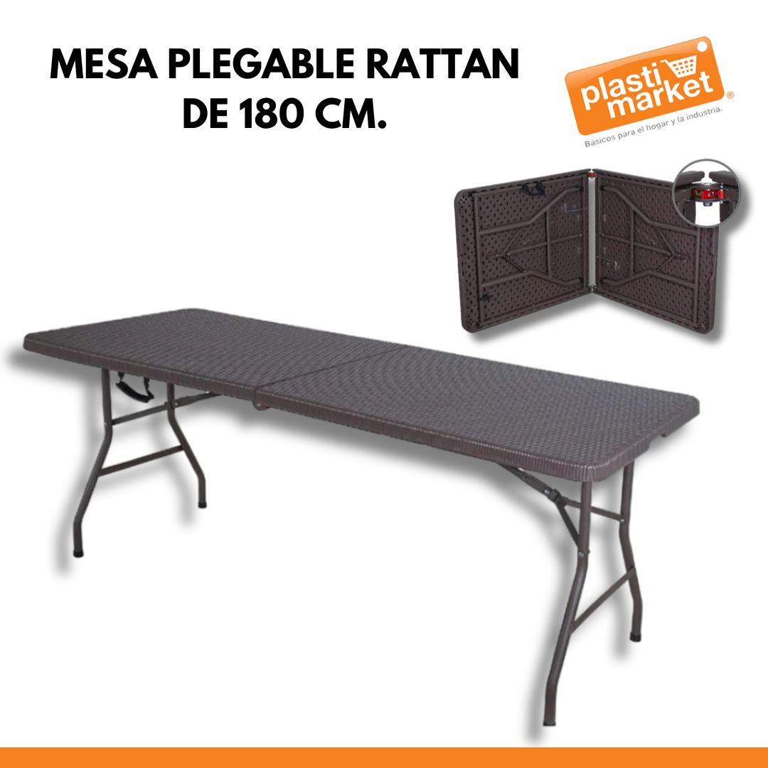 UDA-180RT MESA PLEGABLE RATTAN DE 180 CM.
