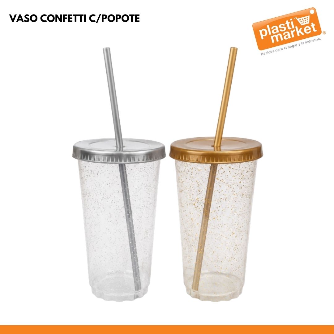 VASO CONFETTI C/POPOTE