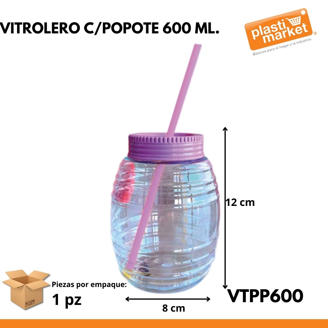VITROLERO C/POPOTE 600 ML.