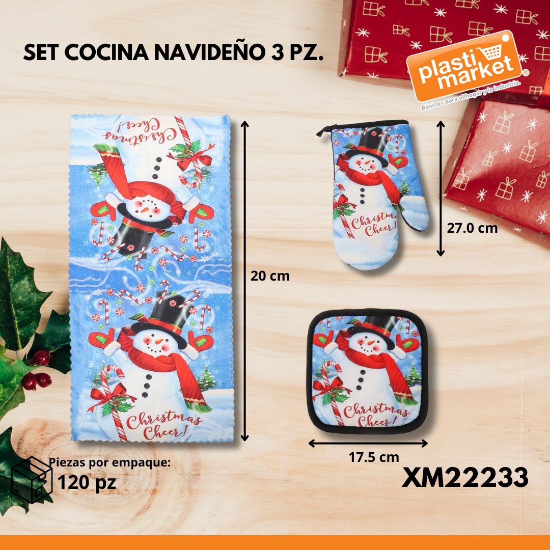 XM22233 SET COCINA NAVIDEÑO 3 PZ.