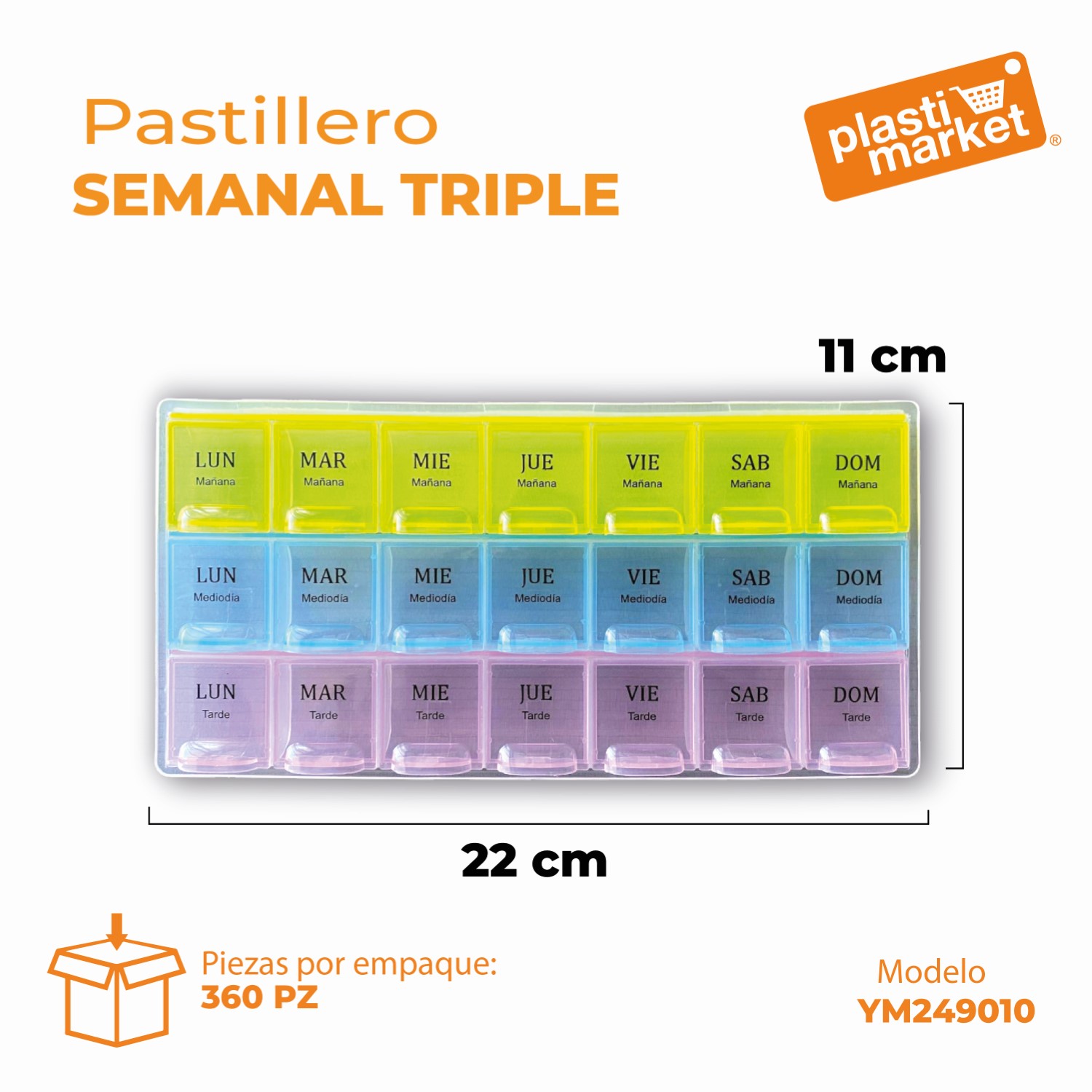 YM249010 PASTILLERO SEMANAL TRIPLE