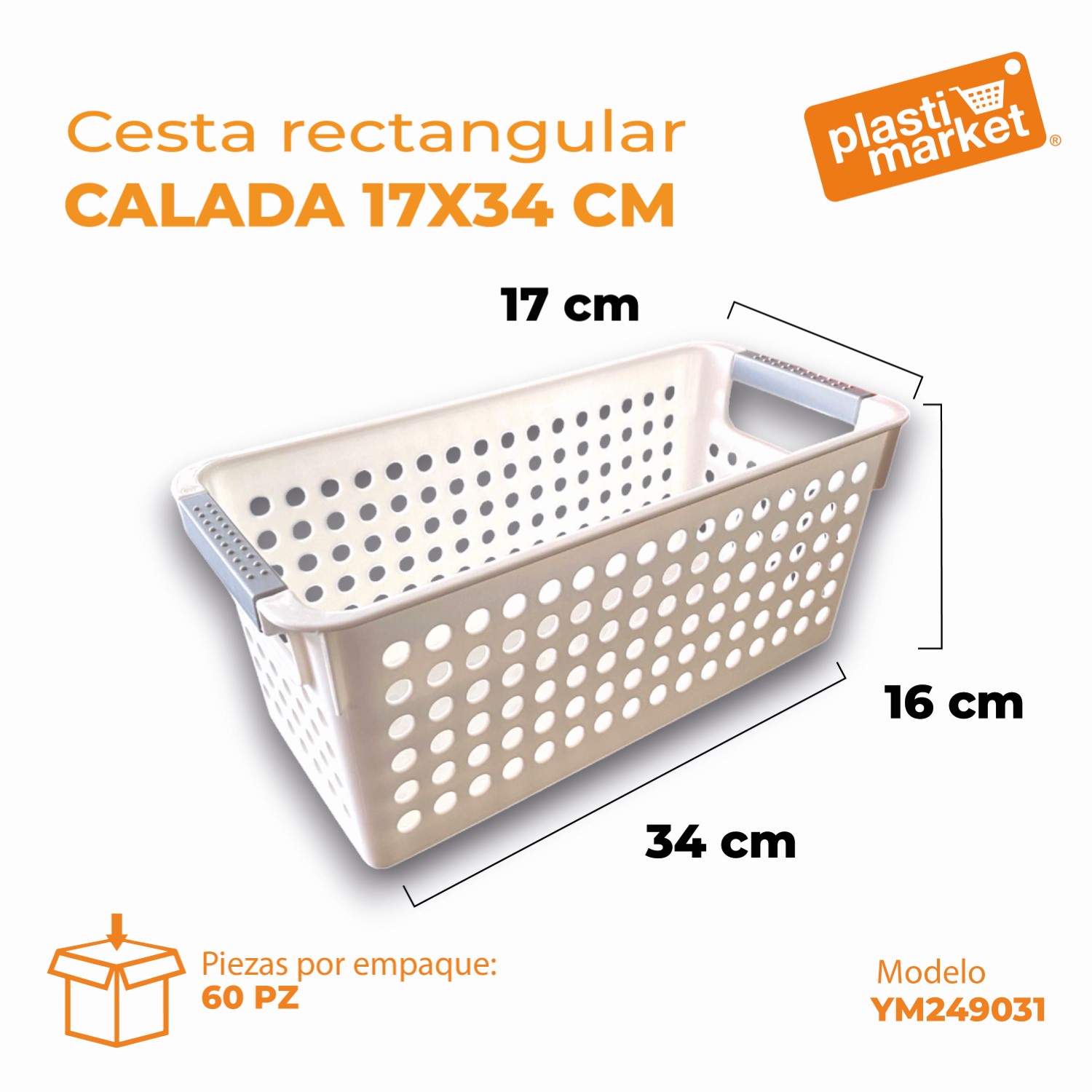 YM249031 CESTA RECTANGULAR CALADA 17X34 CM.