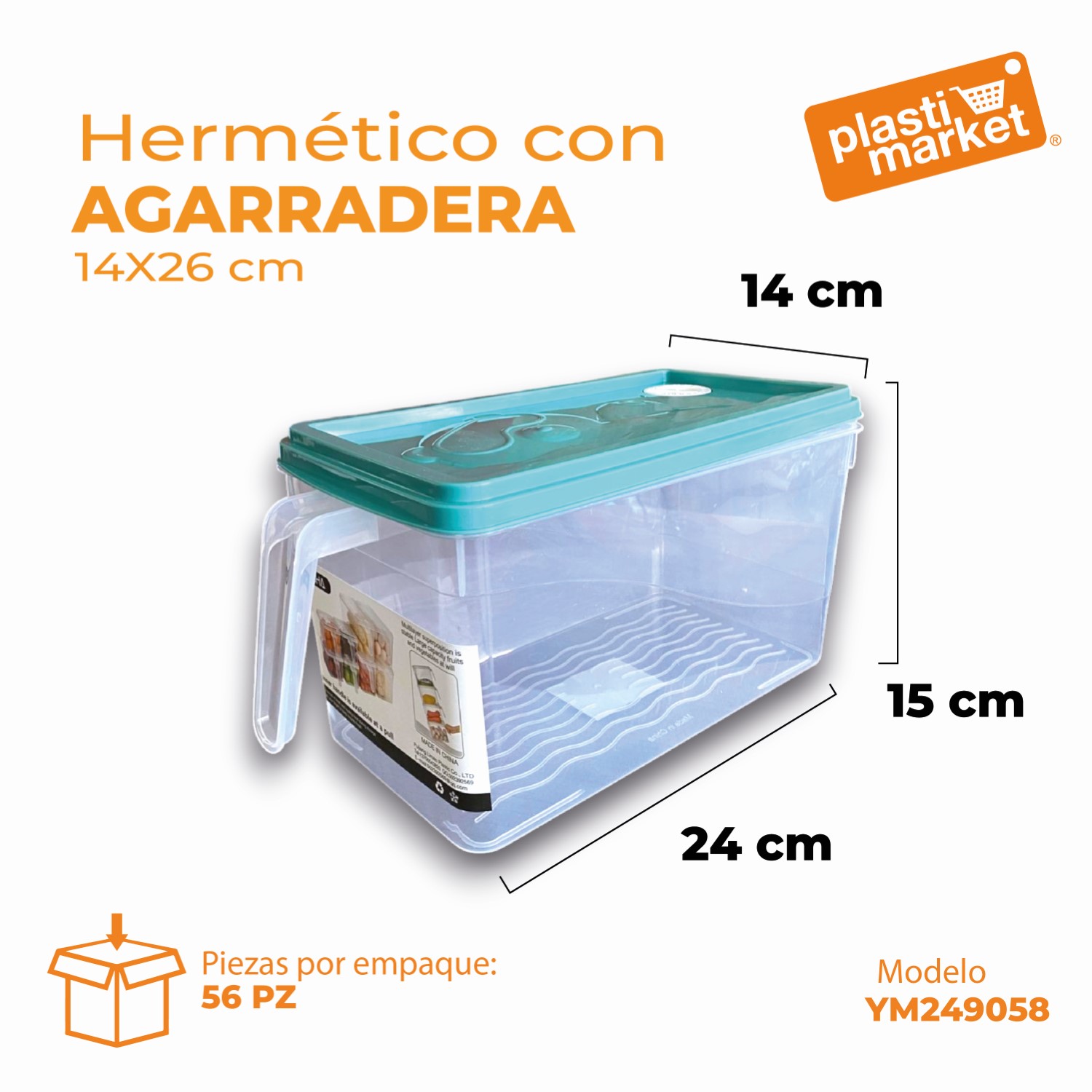 YM249058 HERMETICO C/AGARRADERA 14X26 CM.