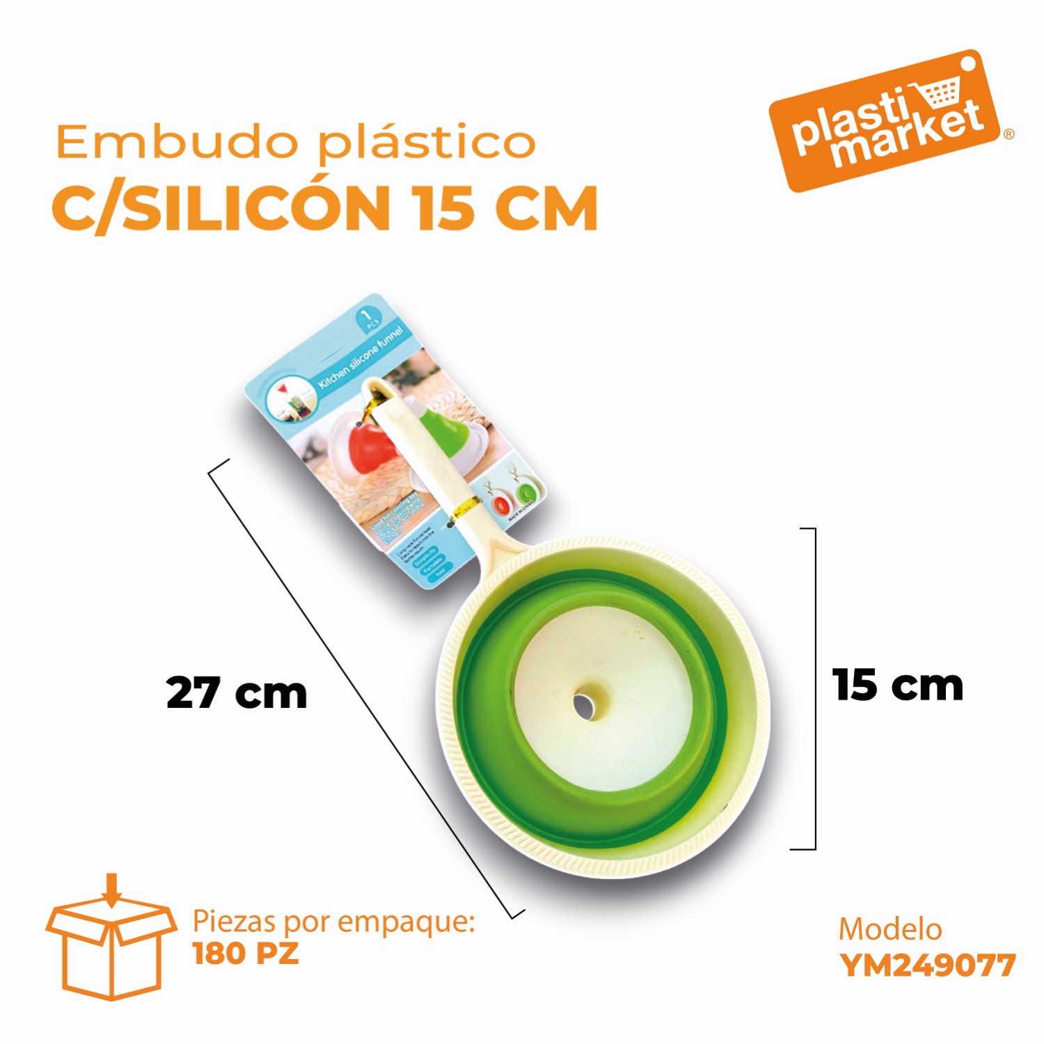 YM249077 EMBUDO PLASTICO C/SILICON 15 CM.