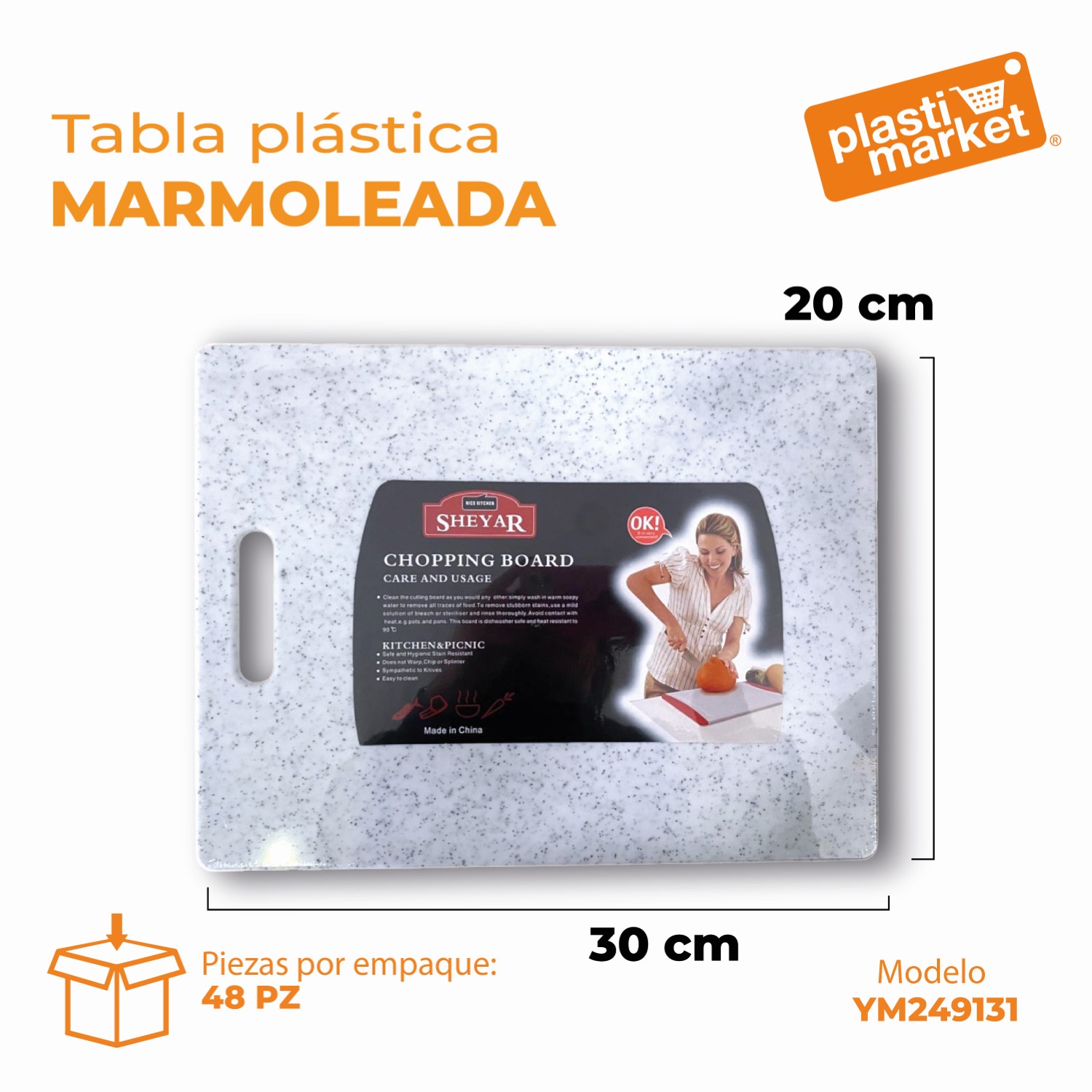 YM249131 TABLA PLASTICA  MARMOLEADA 20X30CM.