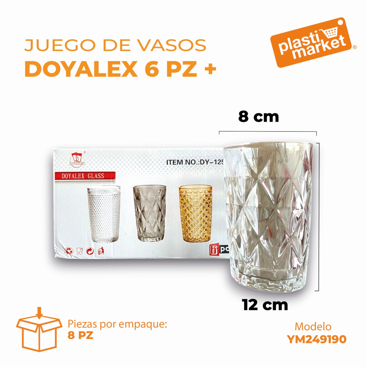 YM249190 JUEGO DE VASOS DOYALEX 6 PZ.+