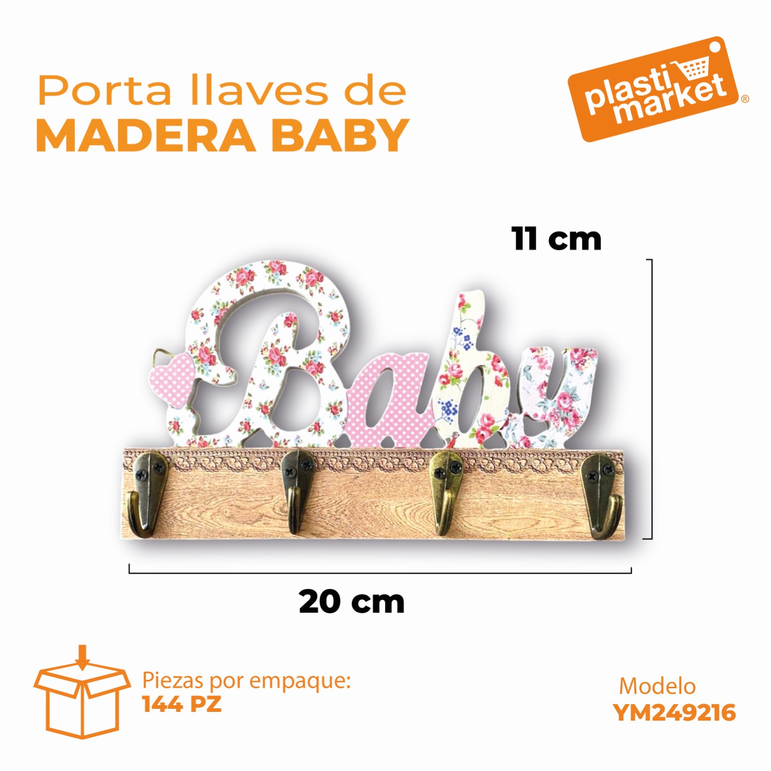 YM249216 PORTA LLAVES DE MADERA BABY